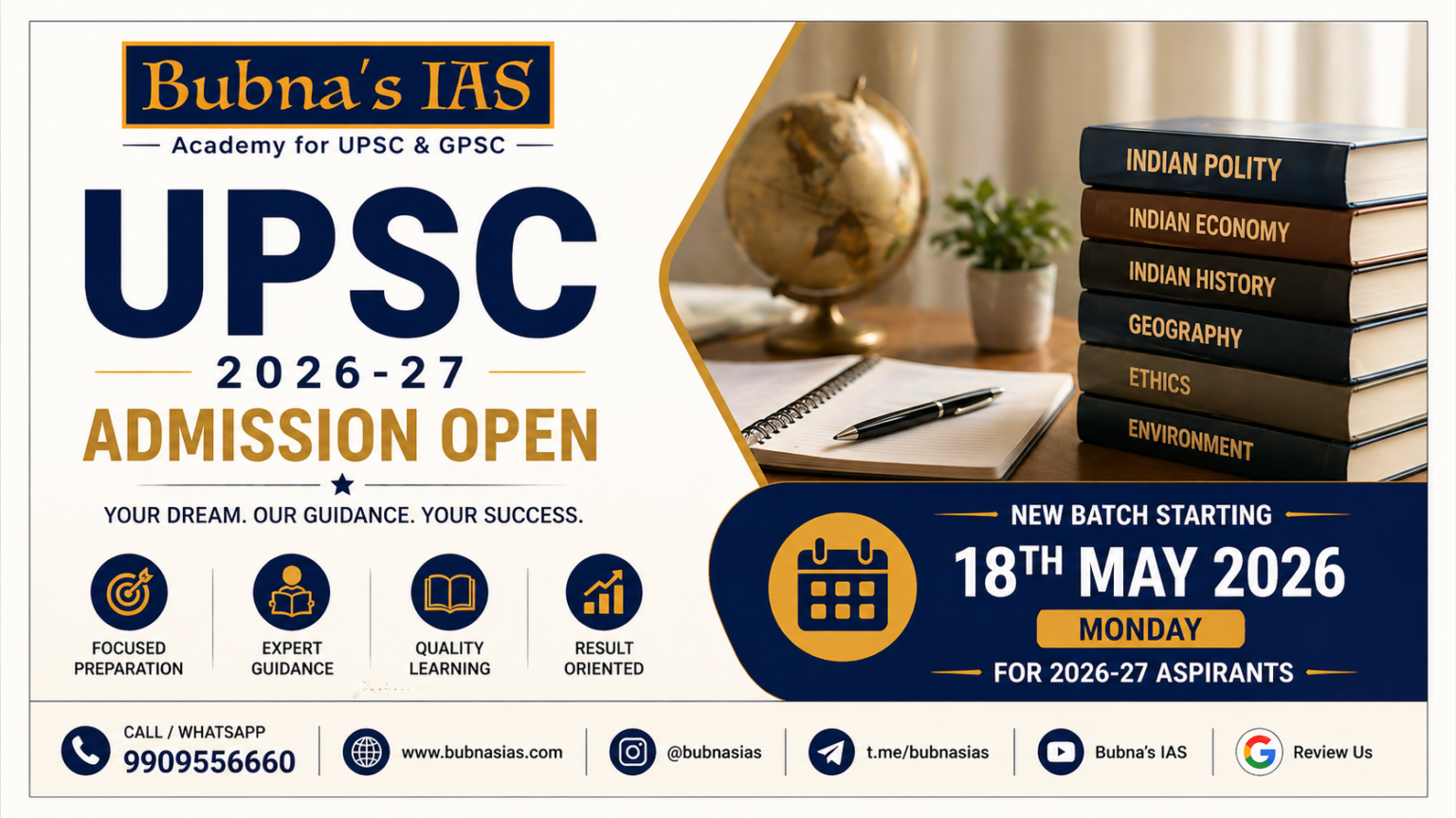 Best UPSC Coaching in Surat by Bubna's IAS New UPSC Batch 2026 admissions open with IAS officer guidance